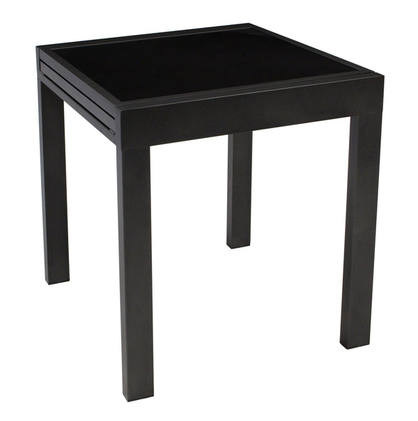 Balkon-Ausziehtisch TORINO 65/130x65cm, Aluminium anthrazit + Glas schwarz