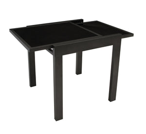 Balkon-Ausziehtisch TORINO 65/130x65cm, Aluminium anthrazit + Glas schwarz
