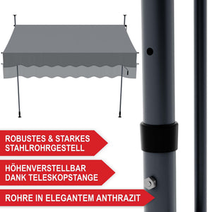 Balkonmarkise 200x120cm Standmarkise ohne Bohren