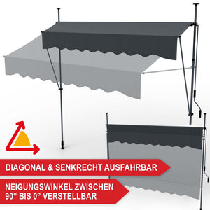 Balkonmarkise 300x120cm Standmarkise ohne Bohren
