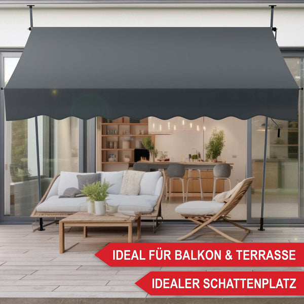 Balkonmarkise 400x120cm Standmarkise ohne Bohren