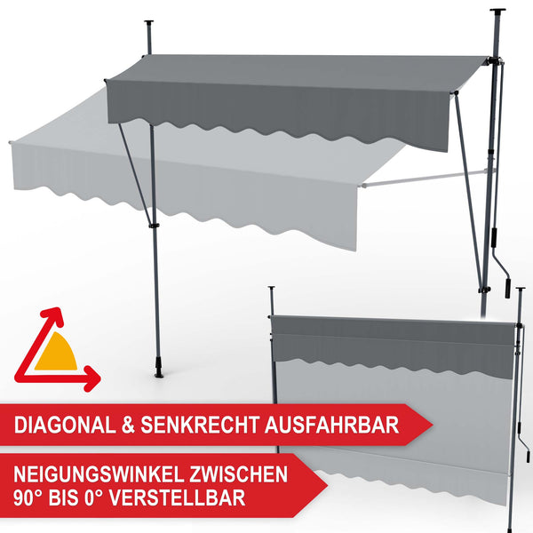 Balkonmarkise 400x120cm Standmarkise ohne Bohren