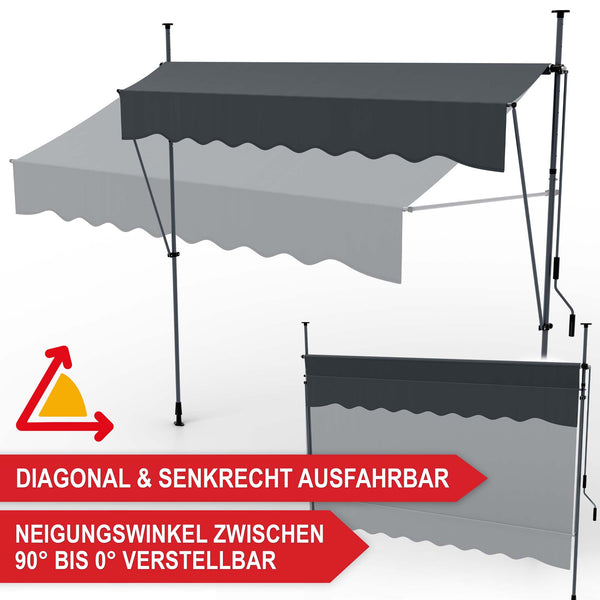Balkonmarkise 400x120cm Standmarkise ohne Bohren
