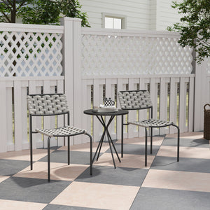 Balkonmöbel Set für 2 Personen 3-teilig Polyrattan grau