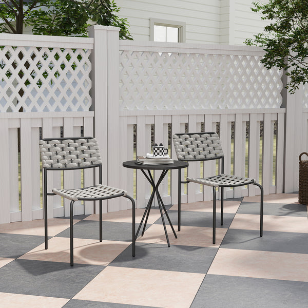 Balkonmöbel Set für 2 Personen 3-teilig Polyrattan grau