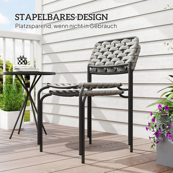 Balkonmöbel Set für 2 Personen 3-teilig Polyrattan grau
