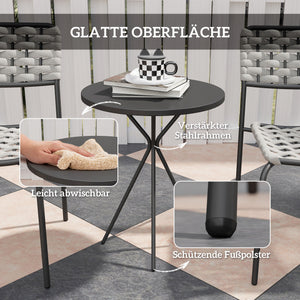 Balkonmöbel Set für 2 Personen 3-teilig Polyrattan grau
