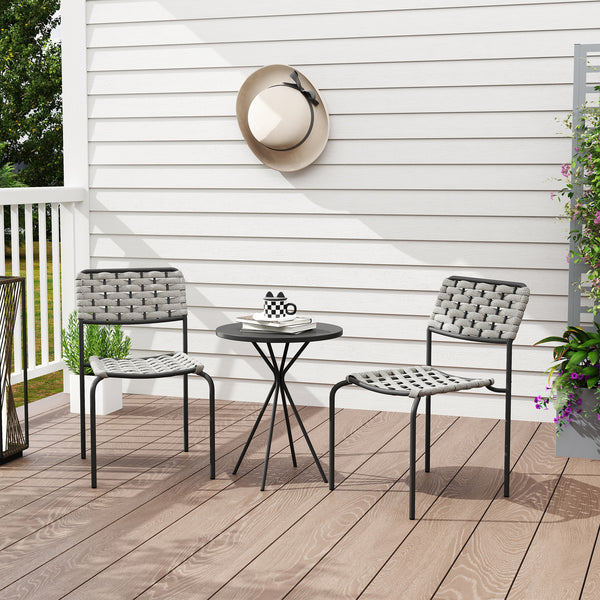 Balkonmöbel Set für 2 Personen 3-teilig Polyrattan grau