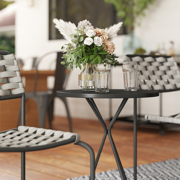Balkonmöbel Set für 2 Personen 3-teilig Polyrattan grau