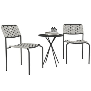 Balkonmöbel Set für 2 Personen 3-teilig Polyrattan grau