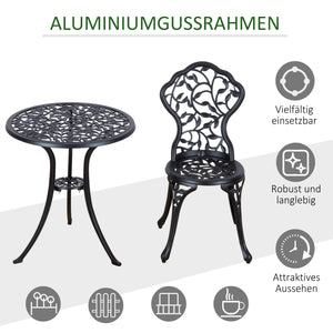 Balkonmöbel Set für 2 Personen mit Tisch und Stühlen schwarz