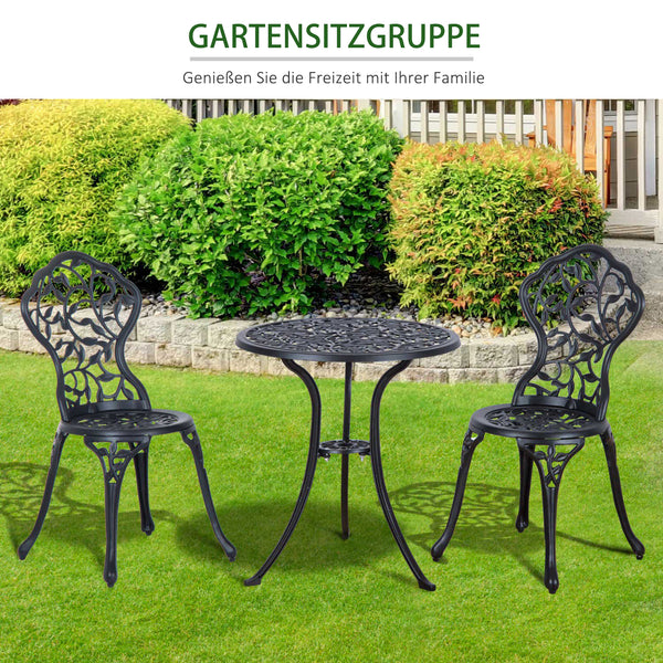 Balkonmöbel Set für 2 Personen mit Tisch und Stühlen schwarz
