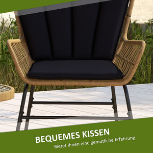 Balkonmöbel Set Boho Stil wetterfest für Balkon und Garten schwarz