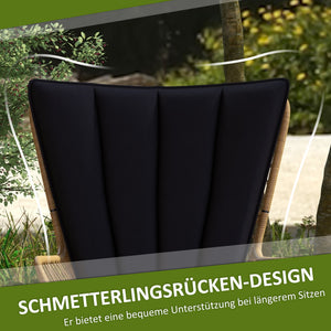 Balkonmöbel Set Boho Stil wetterfest für Balkon und Garten schwarz