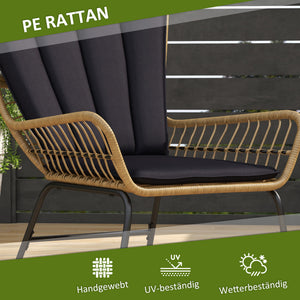 Balkonmöbel Set Boho Stil wetterfest für Balkon und Garten schwarz