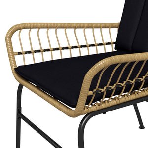Balkonmöbel Set Boho Stil wetterfest für Balkon und Garten schwarz