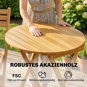 Balkonmöbel Set klappbar mit Tisch und Stühlen 3-teilig Holz