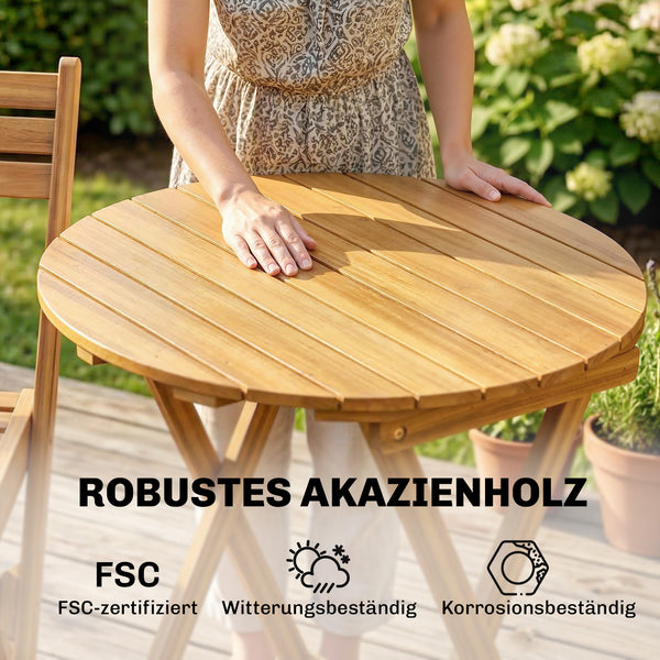 Balkonmöbel Set klappbar mit Tisch und Stühlen 3-teilig Holz