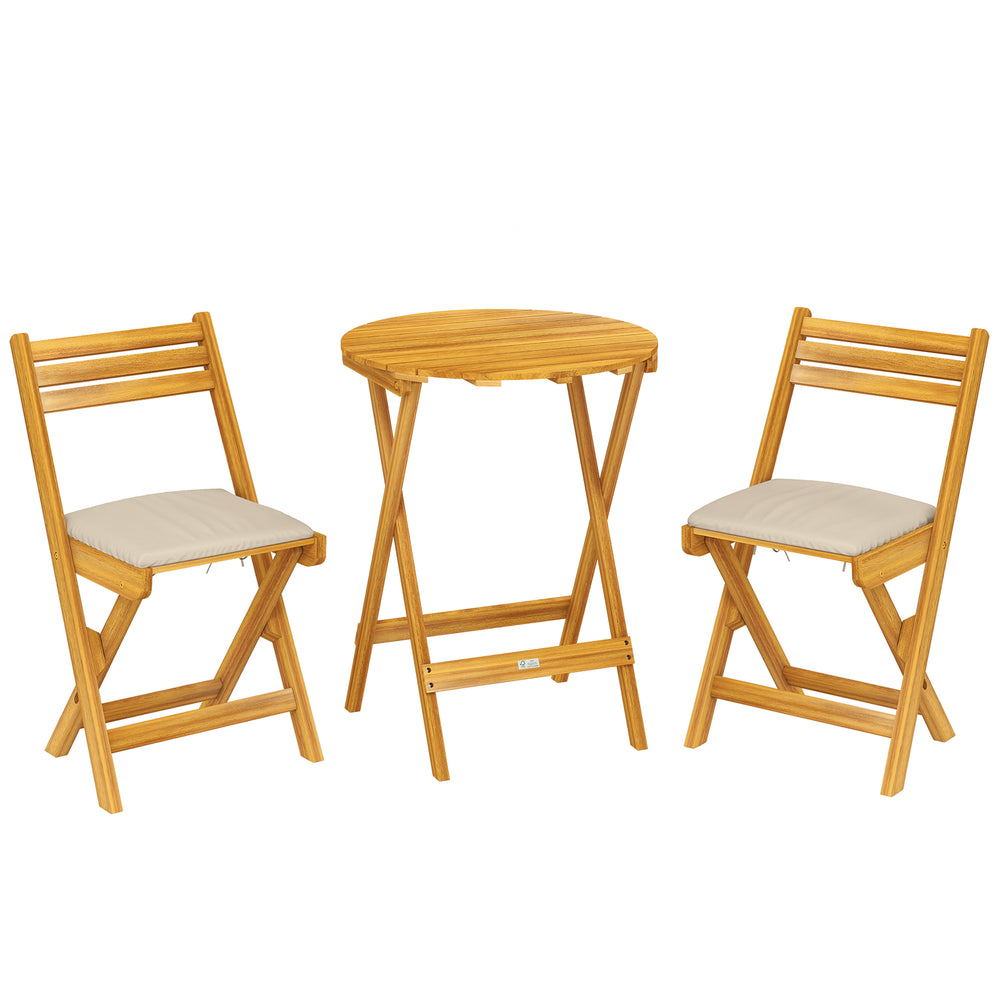 Balkonmöbel Set klappbar mit Tisch und Stühlen 3-teilig Holz