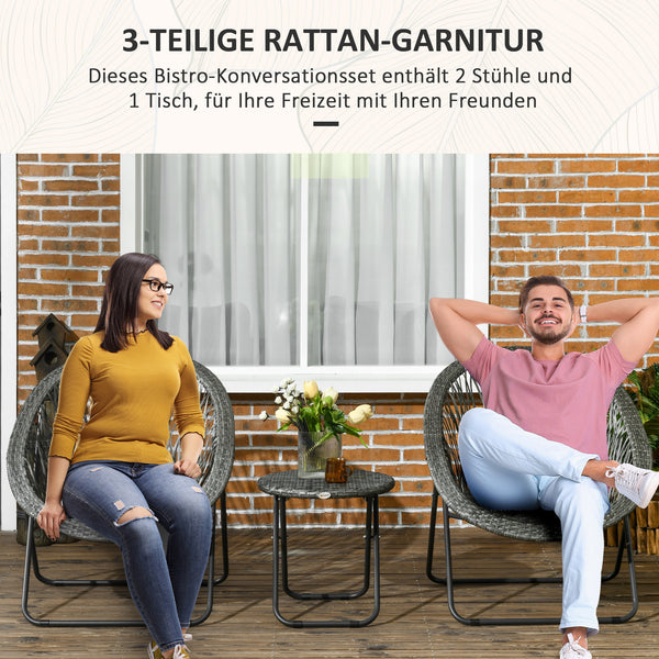 Balkonset 3-teilig klappbar mit Couchtisch Grau