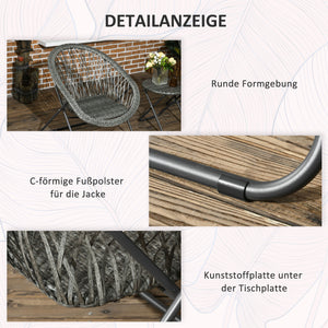 Balkonset 3-teilig klappbar mit Couchtisch Grau