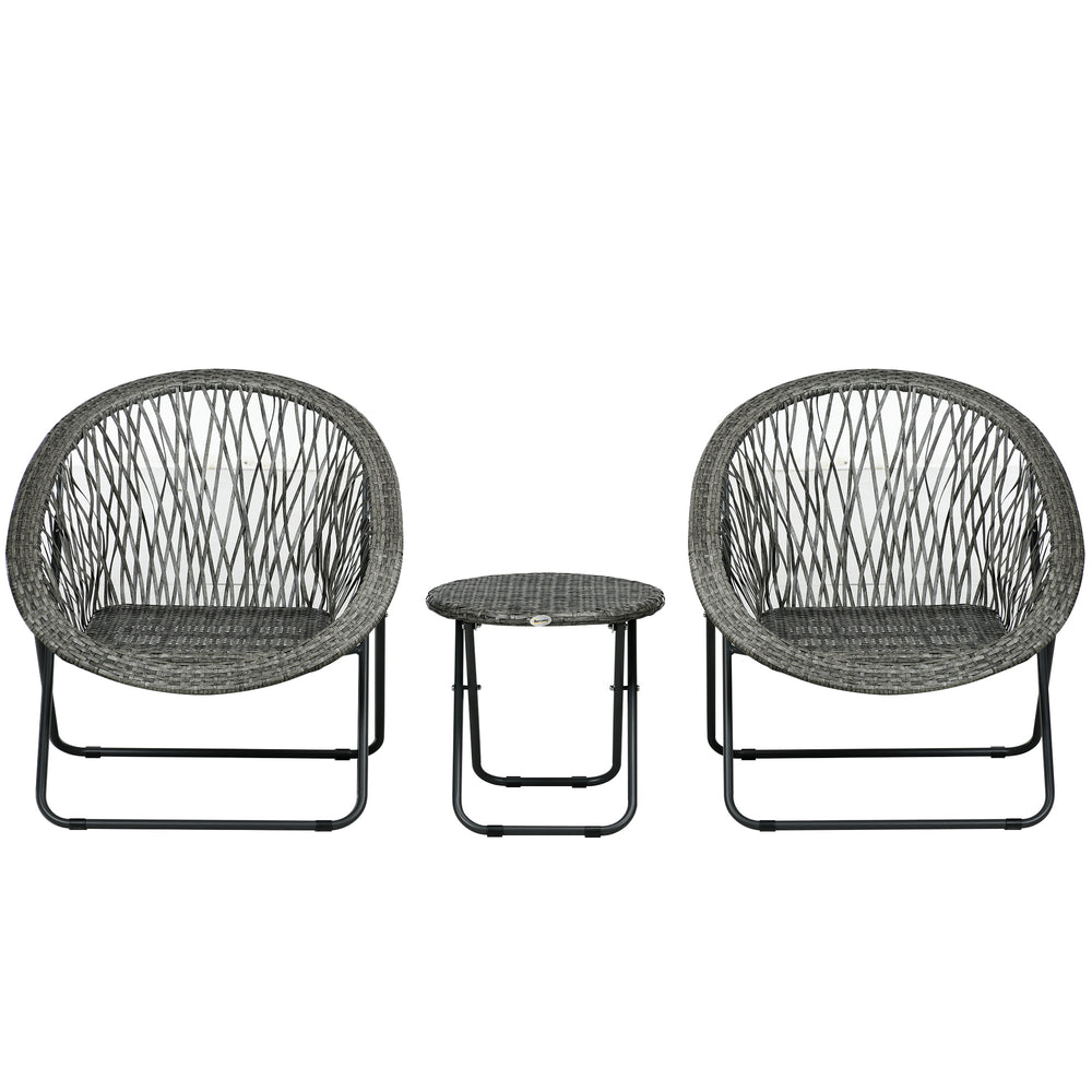 Balkonset 3-teilig klappbar mit Couchtisch Grau