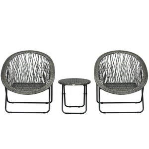 Balkonset 3-teilig klappbar mit Couchtisch Grau