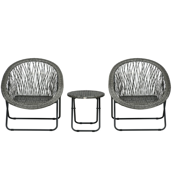 Balkonset 3-teilig klappbar mit Couchtisch Grau