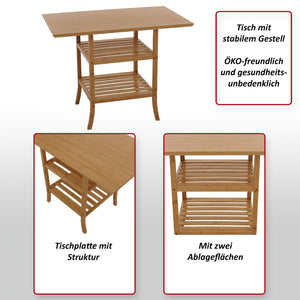 Bambus Tisch Balkontisch Beistelltisch Mehrzwecktisch 100x60cm