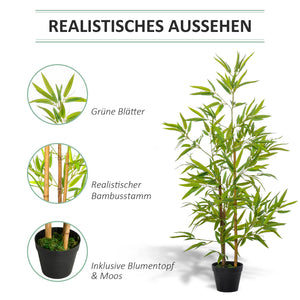 Bambus Kunstpflanze mit Topf für Dekoration 120cm