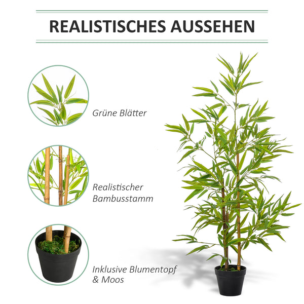 Bambus Kunstpflanze mit Topf für Dekoration 120cm