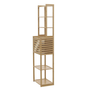 Bambus Regal Badschrank Badezimmerschrank Staufächer 165x42x30cm