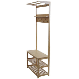 Bambus Standgarderobe Garderobenständer Schuhregal Sitzbank 170x70x31cm