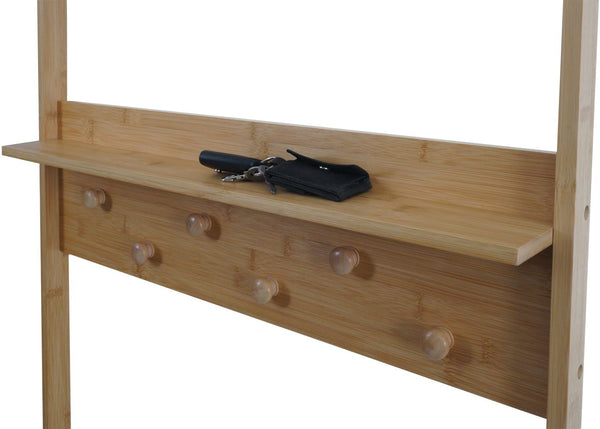 Bambus Standgarderobe Garderobenständer Schuhregal Sitzbank 170x70x31cm