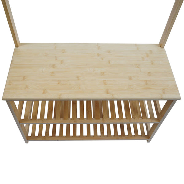 Bambus Standgarderobe Garderobenständer Schuhregal Sitzbank 170x70x31cm