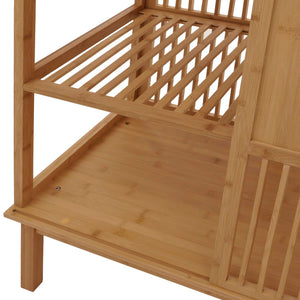 Bambus Standregal Badezimmerschrank Badregal Schiebetür 115x80x45cm
