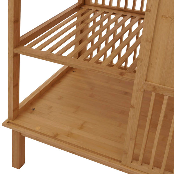 Bambus Standregal Badezimmerschrank Badregal Schiebetür 115x80x45cm