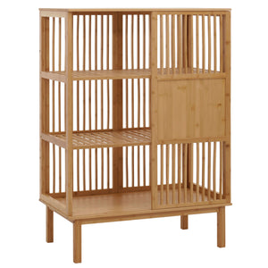 Bambus Standregal Badezimmerschrank Badregal Schiebetür 115x80x45cm