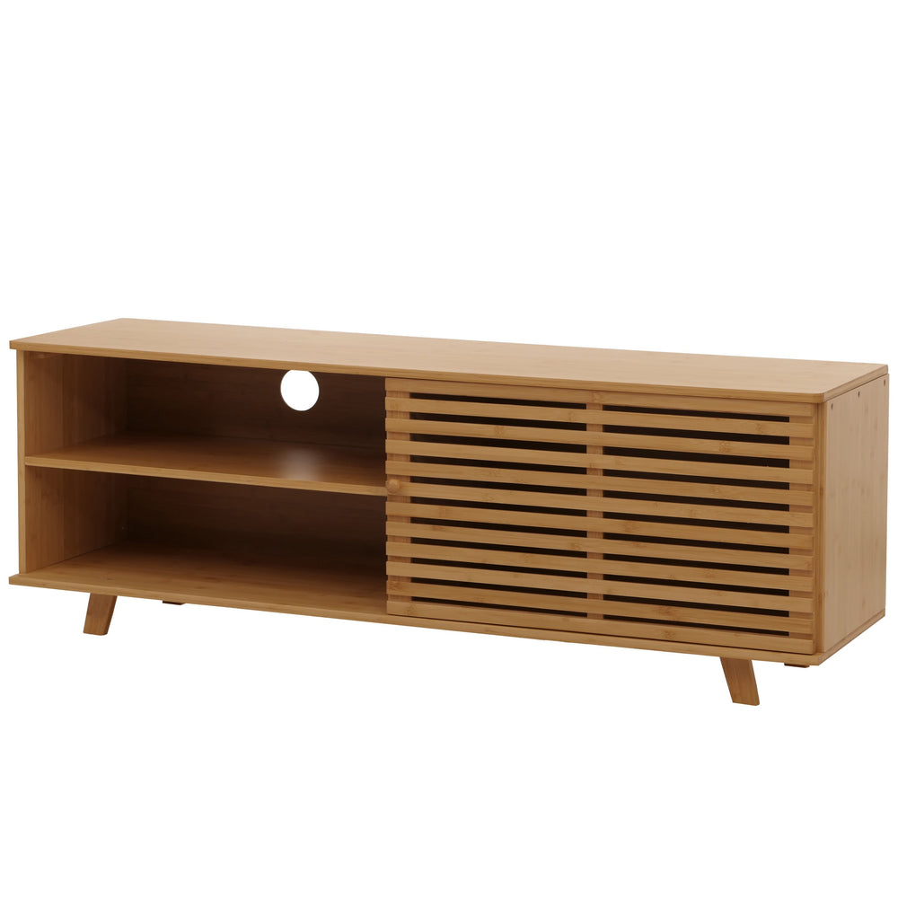 Bambus TV-Rack Fernsehtisch Lowboard Kommode Staufächer 50x140x40cm