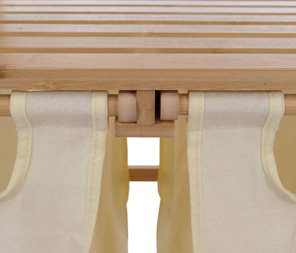 Bambus Wäschesammler Wäschekorb Regal Organizer 125x80x40cm creme