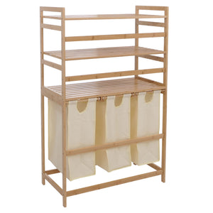 Bambus Wäschesammler Wäschekorb Regal Organizer 125x80x40cm creme