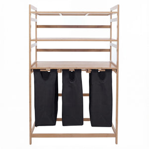 Bambus Wäschesammler Wäschekorb Regal Organizer 125x80x40cm schwarz