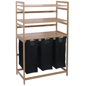 Bambus Wäschesammler Wäschekorb Regal Organizer 125x80x40cm schwarz
