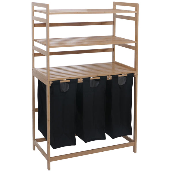 Bambus Wäschesammler Wäschekorb Regal Organizer 125x80x40cm schwarz
