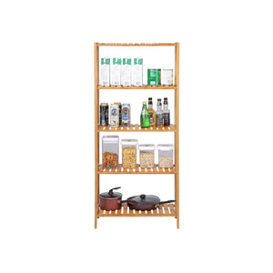 Étagère en bambou, étagère de salle de bain, 5 étagères, réglable, naturelle