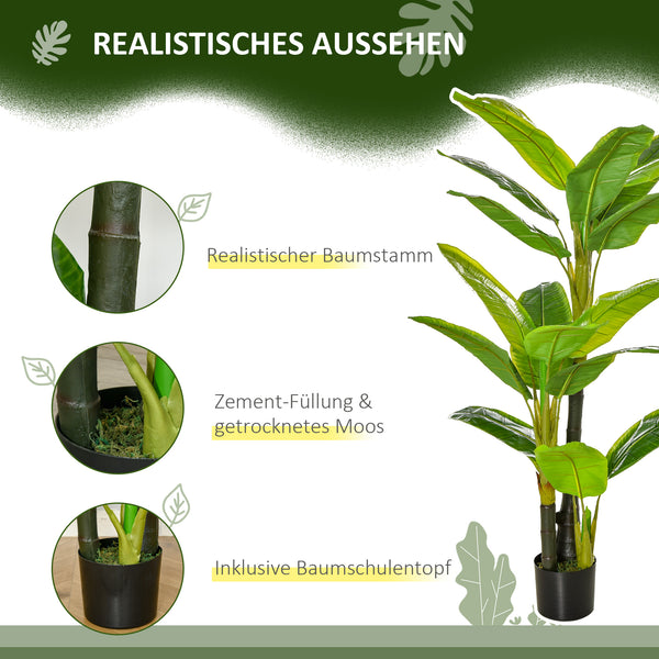 Bananenpflanze Kunstpflanze im Topf für Wohnzimmer Büro 150cm