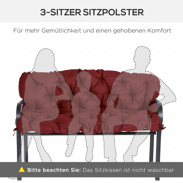 Bankauflage Sitzpolster mit Befestigungsbändern Outdoor 3 Personen