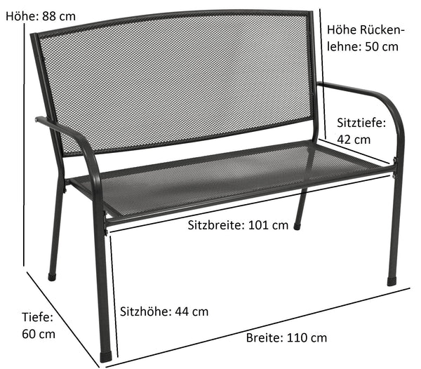 Gartenbank CLASSIC 2-sitzer, Streckmetall anthrazit