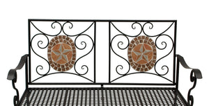 Bank LUCCA 2-sitzer, Eisen schwarz mit Mosaikeinlagen terracottafarben und Polster