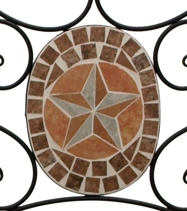 Bank LUCCA 2-sitzer, Eisen schwarz mit Mosaikeinlagen terracottafarben und Polster